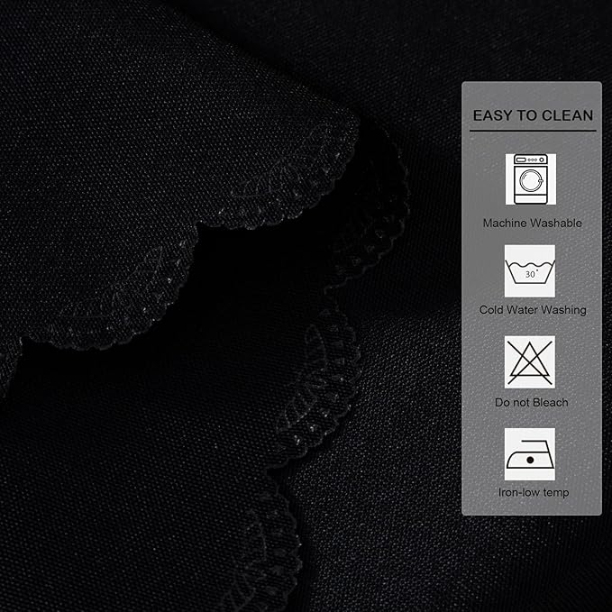 Round Black Tablecloth 48 Inch Polyester Fabric Washable Table Cloth Decorative Wrinkle Resistant Solid Color Table Cover for Kitchen Dinning Party Wedding Camping