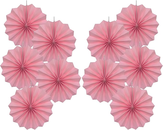 Pink Party Decorations,Pink Paper Decorations for Party,Baby Shower Decorations Party Paper Fans Bulk 8in,Schoolgirl Style Classroom Decor for Party 30 Color DIY Set （Pink）