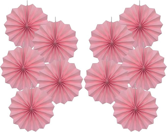 Pink Party Decorations,Pink Paper Decorations for Party,Baby Shower Decorations Party Paper Fans Bulk 8in,Schoolgirl Style Classroom Decor for Party 30 Color DIY Set （Pink）