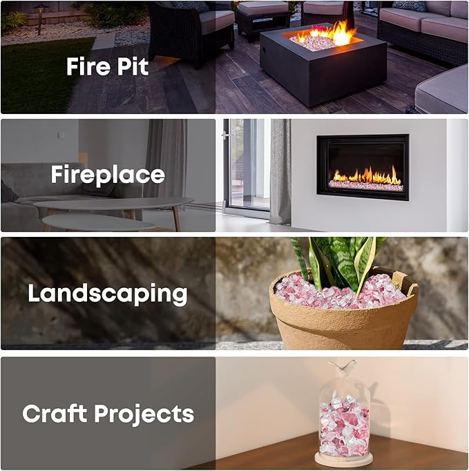 Stanbroil 10-Pound Reflective Tempered Fireplace Glass and Fire Pit Glass, Rose Gold, 1/2-Inch