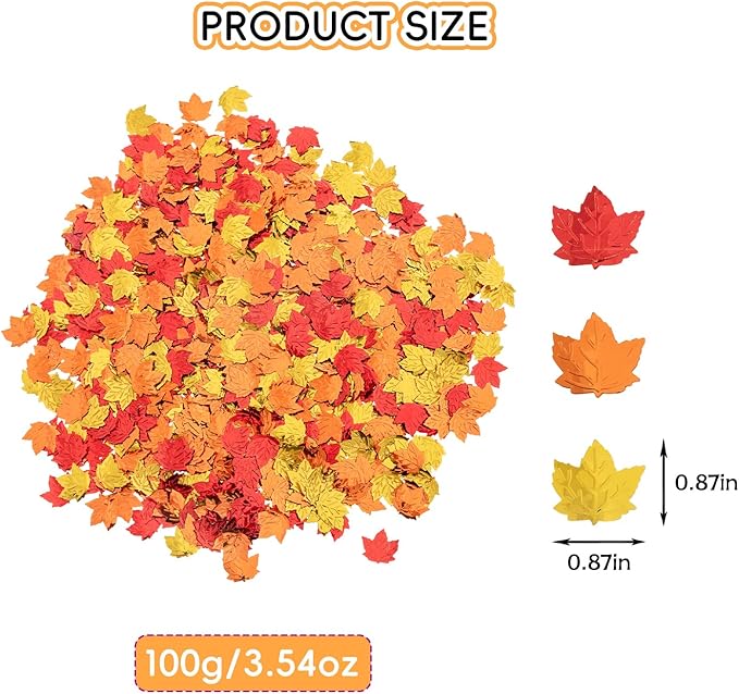 Fall Maple Leaf Confetti Decorations, Thanksgiving Metallic Foil Maple Leaves Table Confetti Glitter Sprinkles Sequin for Thanksgiving's Day Autumn Party Home Decoration, 800pcs/100g