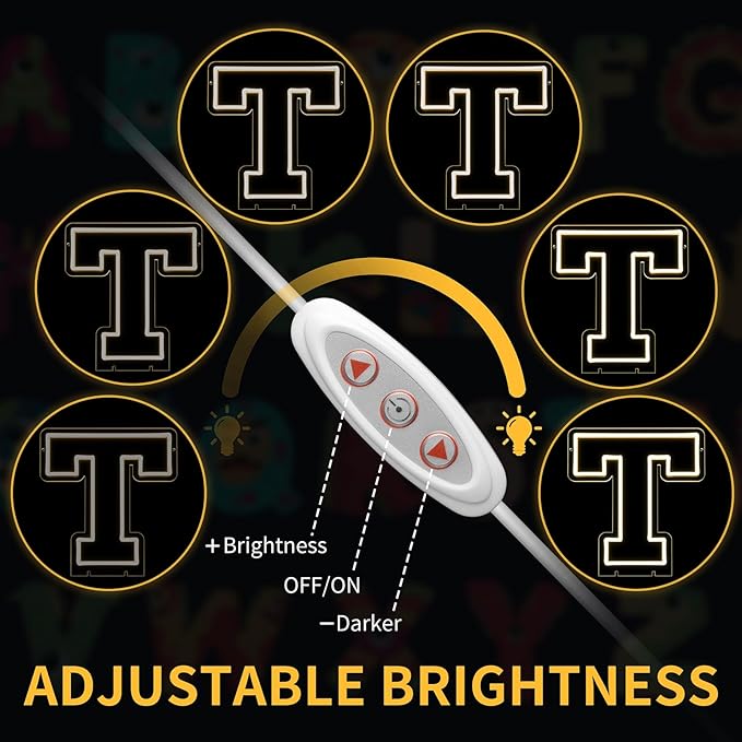 Light Up Letters T, Led Marquee Letter Lights Neon Sign, 13.9" Height Decorative Lighted Alphabet Number, Battery/USB Powered Led Letters Lights for Wedding, Birthday, Party, Christmas or Home Decor