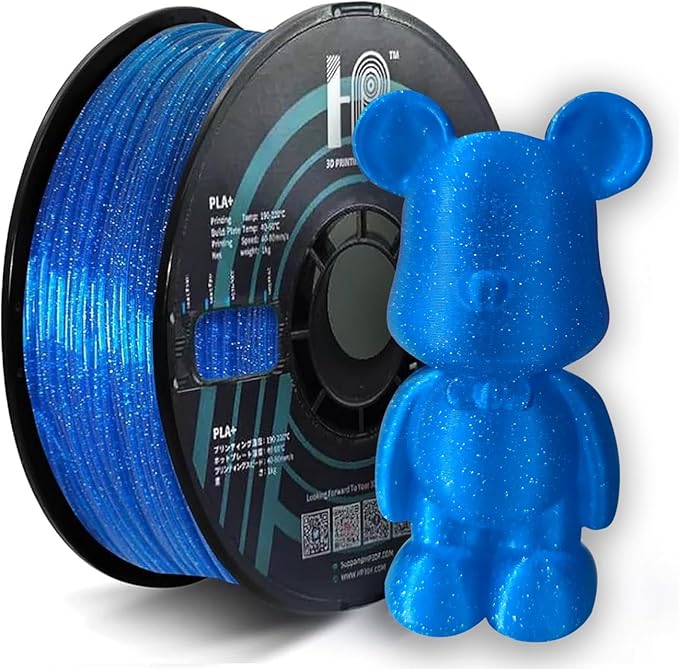 Glitter PLA Filament, Twinkling 3D Printer Filament, PLA Filament 1.75mm Dimensional Accuracy +/- 0.02mm, 1KG Spool (2.2 lbs), Fit Most FDM Printer (Glitter Blue)