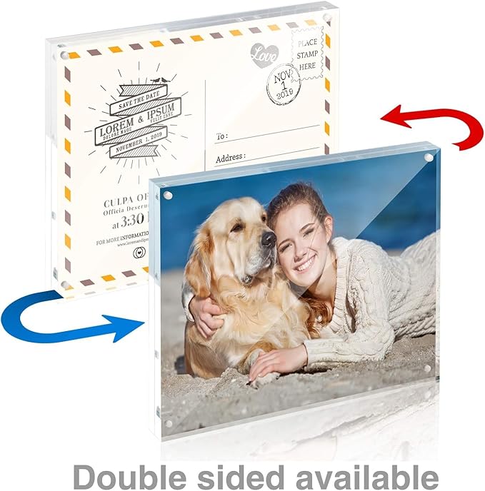 TWING 15 Pack 8x10 Acrylic Picture Frame Bulk, 10+10MM 8 By 10 Acrylic Photo Frame Horizontal Magnet Double Sided Magnetic Frames Set, 10 x 8 Clear Magnetic Block Picture Frame Desktop Display, Gift