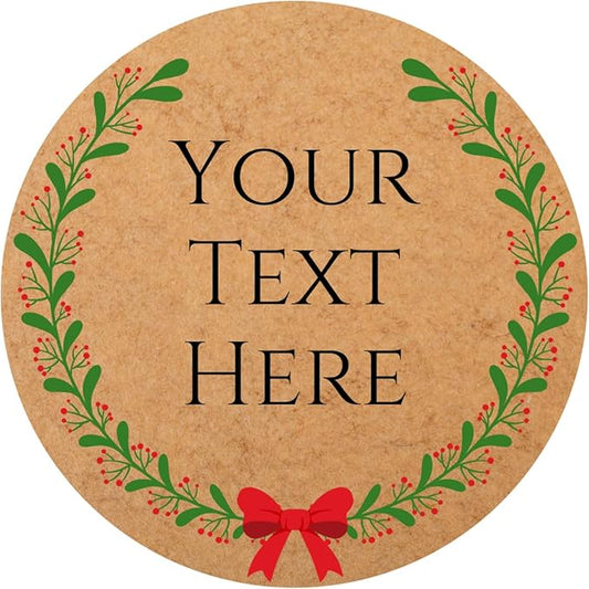 100-1000pcs Custom Stickers Merry Christmas Stickers Personalized Labels Adhesive Xmas Decorative Envelope Seals Stickers for Cards Gift Boxes (Round Kraft -6)