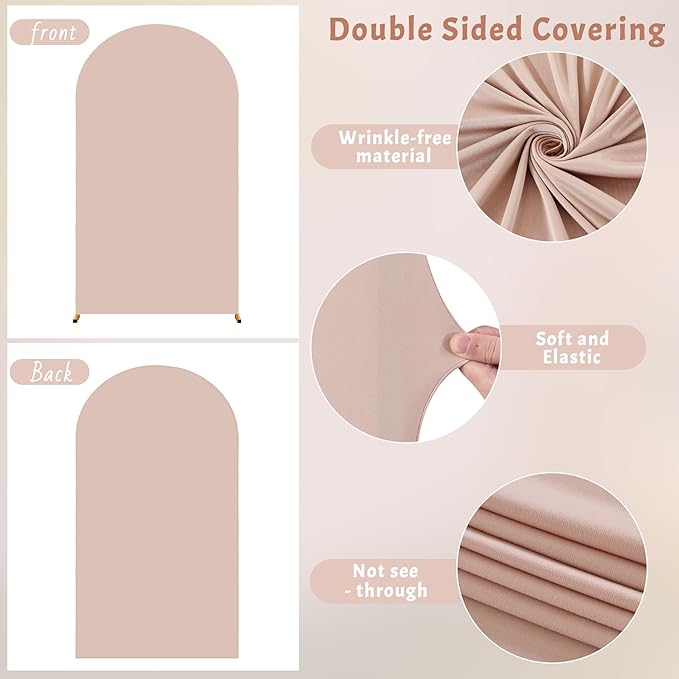 7.2FT Nude Arch Backdrop Cover - Spandex Fitted Wedding Arch Stand Covers Round Top Chiara Arch Backdrop Cover for Birthday Party Banquet Photo Background Decoration