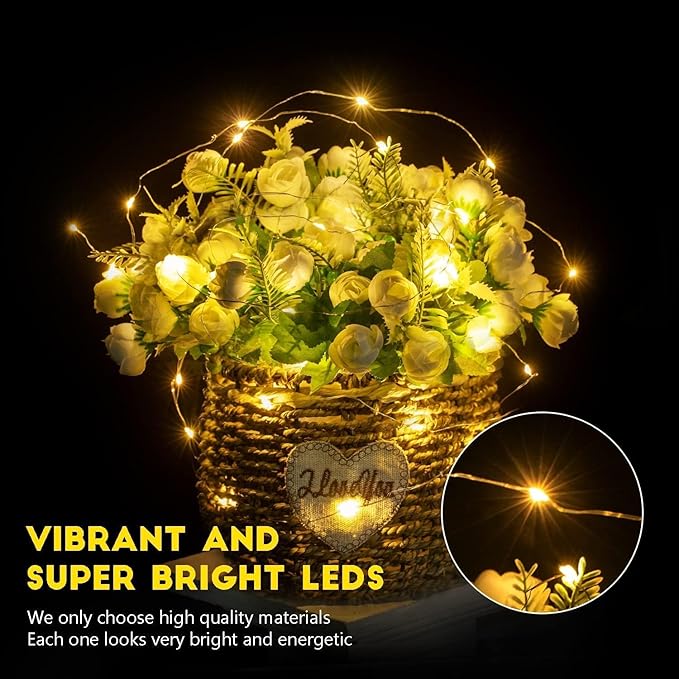Fairy Lights Battery Operated String Lights - 12 Pack 7ft 20 LED Silver Wire Firefly Lights for Mason Jars DIY Picture Walls Shelves Arts Crafts Trees Branches Bedroom Wedding Party Decor(Warm White)