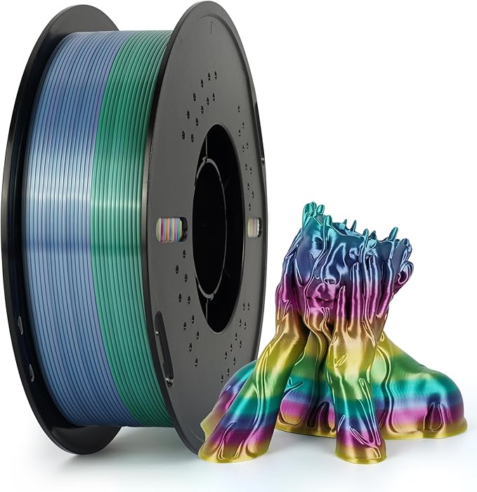 Kingroon Silk PLA Filament 1.75mm Rainbow Color Changing Filament 3D Printer Filament 1kg Dimensional Accuracy ±0.03mm,Fit Most 3D Printer(Candy)