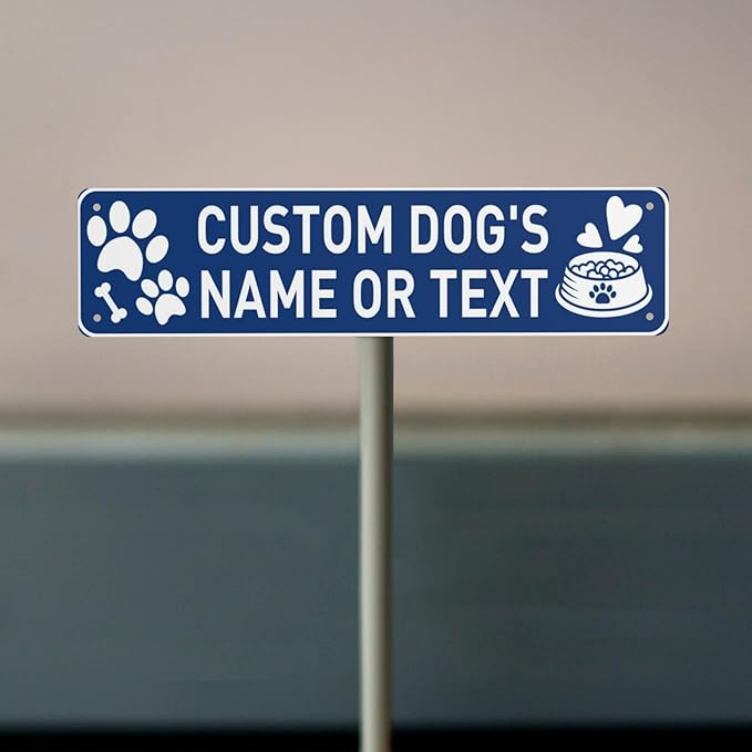 Custom Vintage Metal Sign Personalized Pet's Home Sign with Pet Name Paw Print Text Logo Rust Free Fade Resistant Home Outdoor Wall Signs