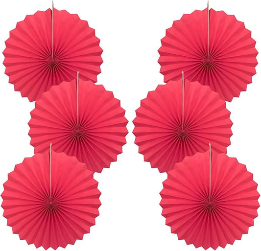 Red Birthday Decorations,DIY Red Paper Fans Hanging Decoration ,Party Supplies Party Fans 16in, Wedding Graduation Events Accessories 30 Color DIY Set （Red）