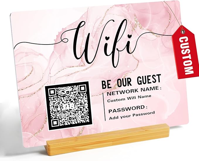 Personalized Custom Metal QR Code Sign Venmo Cashapp Scan to Pay with Stand Instagram Facebook Social Media QR Signs Bar Code QR Plaque Print for Business Salon Beauty Store Restaurant Wifi Sign (W2)