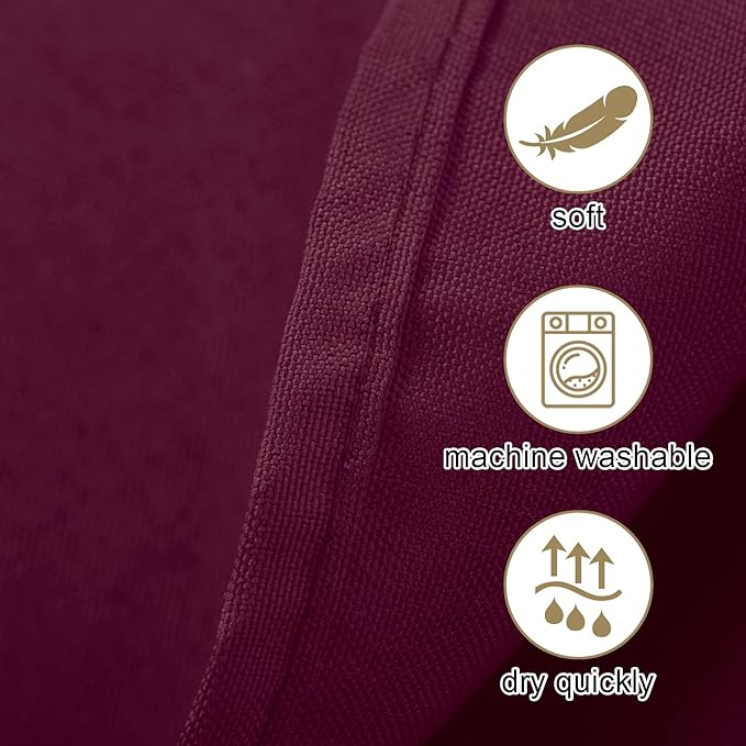 Ascoza 2pack 132 Inch Burgundy Round Tablecloth in Washable Polyester Fabric for Wedding/Banquet/Restaurant/Parties