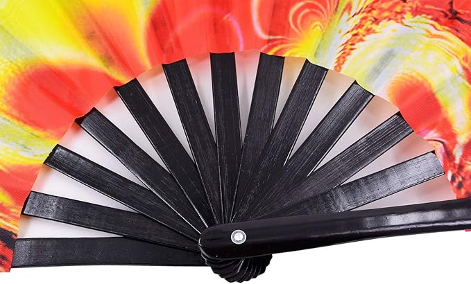 Amajiji Large Folding Hand Rave Fan Popping Fan for Line Dancing Clacking Fans for Boots On The Ground Dance,Party,Decoration,Festival (Sunset)