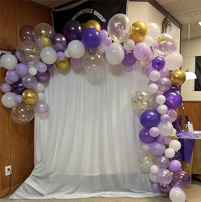White Sequin Backdrop 2FTx8FT 4 Panels Curtains Party Curtains Sparkle Glitter for Birthday Wedding
