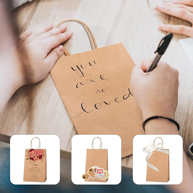 METRONIC Paper Gift Bags 5.25x3.75x8 1000Pcs,Christmas Paper Bag with Handles, Brown Kraft for Small Business, Heavy Duty Bulk for Birthday Party Favors, Shopping, Retail