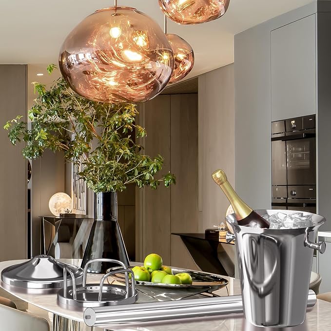 Ice Bucket with Stand Standing Champagne bucket for Party Stainless Steel Wine Bucket Wine Cooler with Stand 5L Wine Chiller for Bar Ktv Weding (silver)