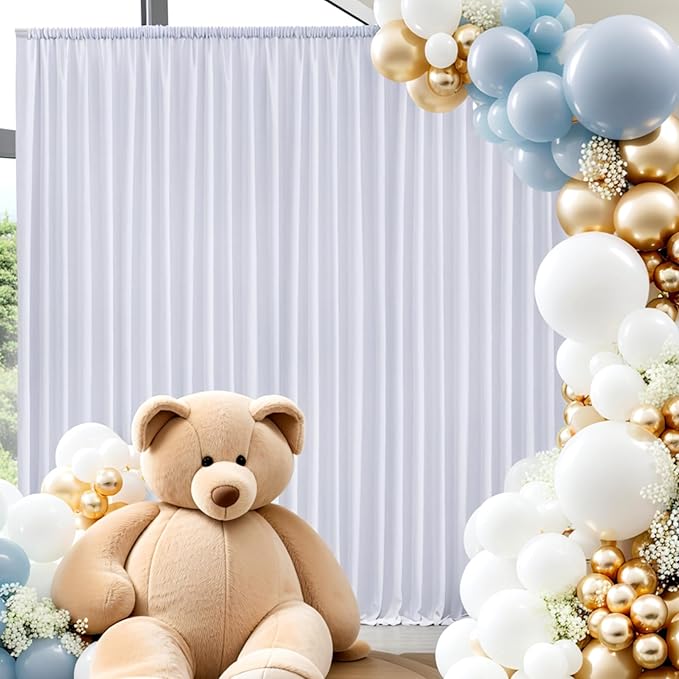 20ft x 10ft Thick White Backdrop Curtains for Parties, 4 Panels 5ft x 10ft Non See Through White Polyester Wedding Drapes Photo Backdrop for Birthday Party Graudation Photography Home Decor