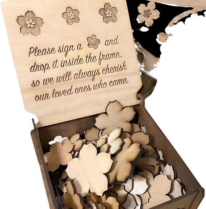 Personalized Wedding Guest Book Alternative - Wooden Leaf Guest Book Wedding, Personalized Wedding Reception, Custom Wooden GuestBook, Stereoscopic Tree Guest Book