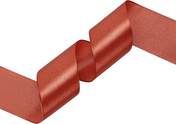 Copper Satin Ribbon 1-1/2 inch X Continuous 100 Yards, Single Face Polyester Ribbon Perfect for Gift Wrapping, Flower Bouquet, Wedding Decor, Crafts, Bow Making, Sewing and More