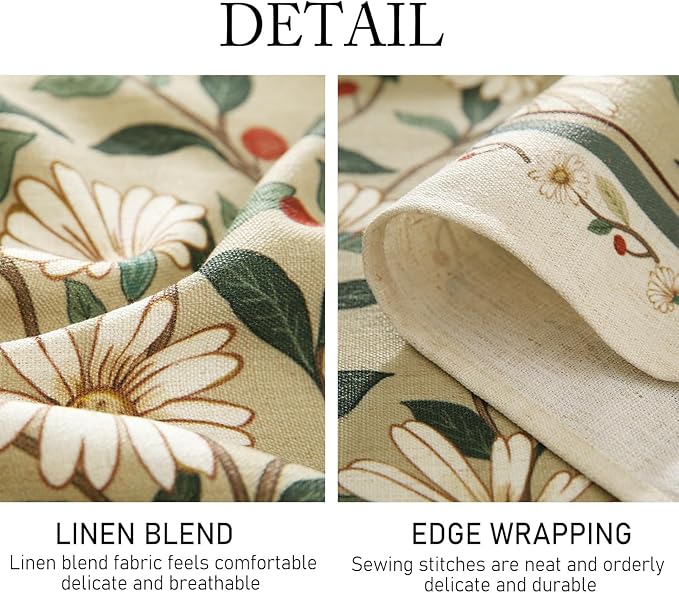 ISAENNE Designer Green Linen Round Tablecloth,Floral French Country Indoor Table Cloth,Stain Resistant Home Decor Tablecloths for Dining Kitchen Thanksgiving Christmas Party,67"*67"-Brune