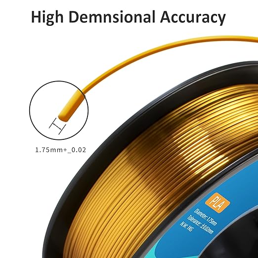 GIANTARM 3D Printer Filament, Silk Gold Pla Filament, 1Kg(2.2lbs) Spool, 1.75mm Dimension Accuracy +/- 0.03mm, 3D Printing Filament