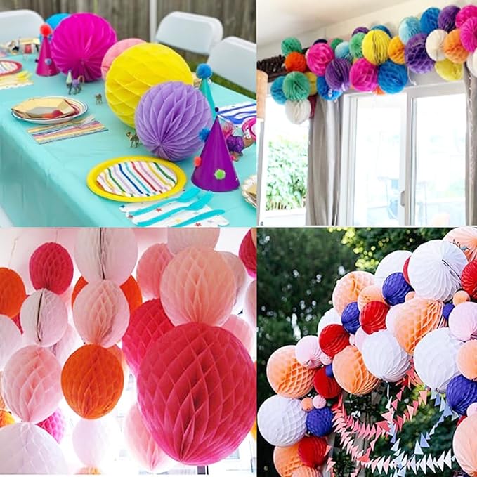 8pcs 8inch Paper Honeycomb Balls Decorative Tissue Pom Poms Flower Art Hanging Balls for Birthday Wedding Nursery Baby Shower Home Decor (8inch, Yellow)