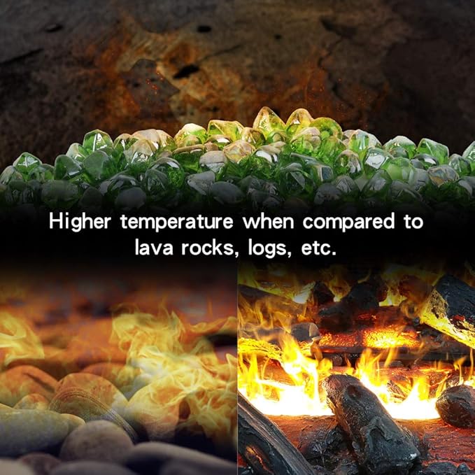 Stanbroil 10-Pound Fire Glass Diamonds - 1/2 inch Luster Fire Glass for Fireplace Fire Pit and Landscaping, Emerald Green Luster