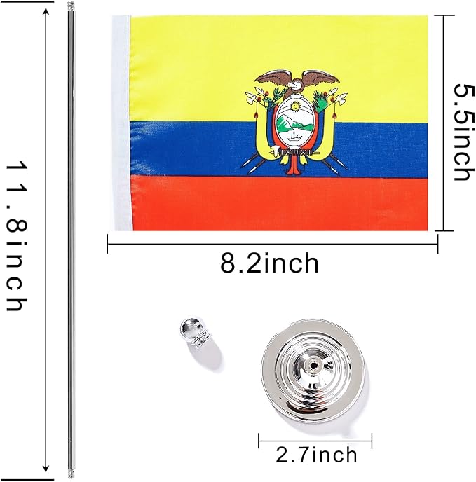 ZXvZYT 2 Pack Ecuador flag Ecuadorian Table Flag Small Mini Ecuador Desk Flags With Stand Base,International Festival Events Celebration Decorate,Home office Decorations