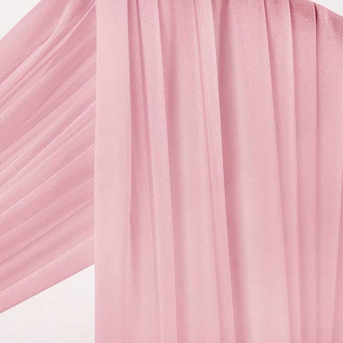 Socomi Wedding Arch Draping Fabric 29" x 20Ft 4 Panels Dusty Rose Sheer Outdoor Curtain Drapes Extra Long for Bridal Baby Shower Ceremony Birthday Party Decor