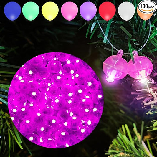 Aogist 100pcs Pink Mini Lights with Hook,Long Standby Time Waterproof LED Balloon Light,Battery Powered,Ball Lamp for Balloon Paper Lantern Birthday Party Christmas Halloween (Matching Tag Rope)