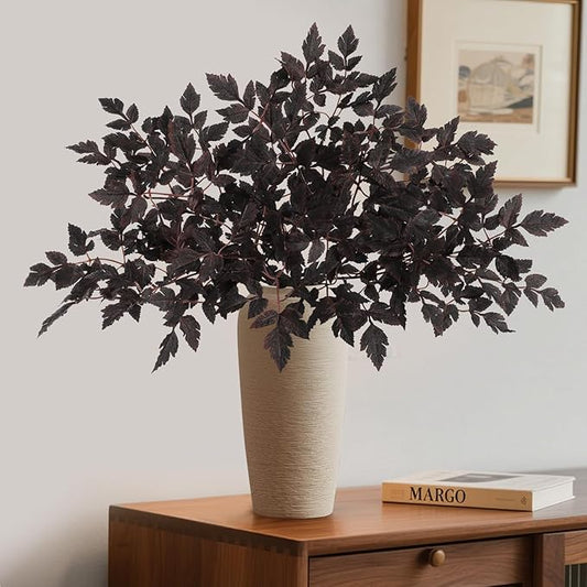 Fall Decor，Fall Stems,Artificial Cimicifuga Stems,6-Pack 32 Inch,Purple Fall Foliage Spray for Tall Vase,Farmhouse Thanksgiving Mantel Centerpiece Halloween Decor Arrangements