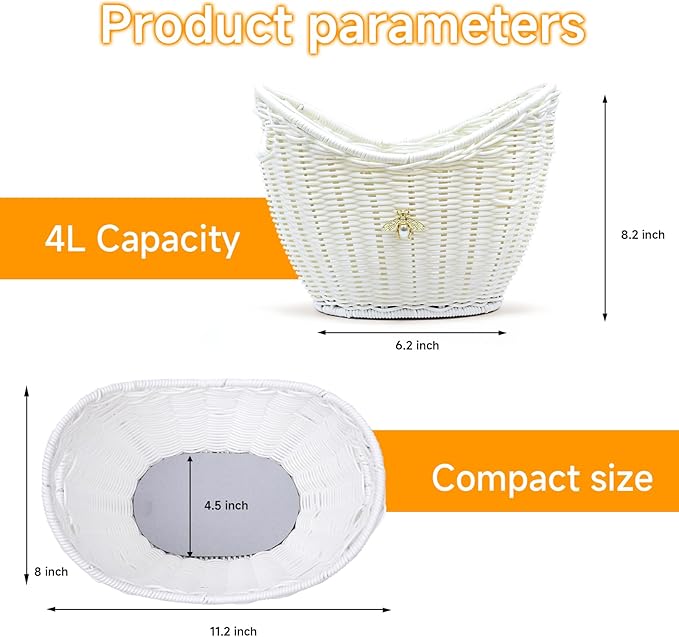 Lexenic Ice Bucket with Handle Hole, Woven and Acrylic Double Layer Basket Design, 4L Champagne Wine Ice Bucket for Cocktail Bar, Parties- Anti Frozen Hands Anti Water Leakage (Plastic-White)