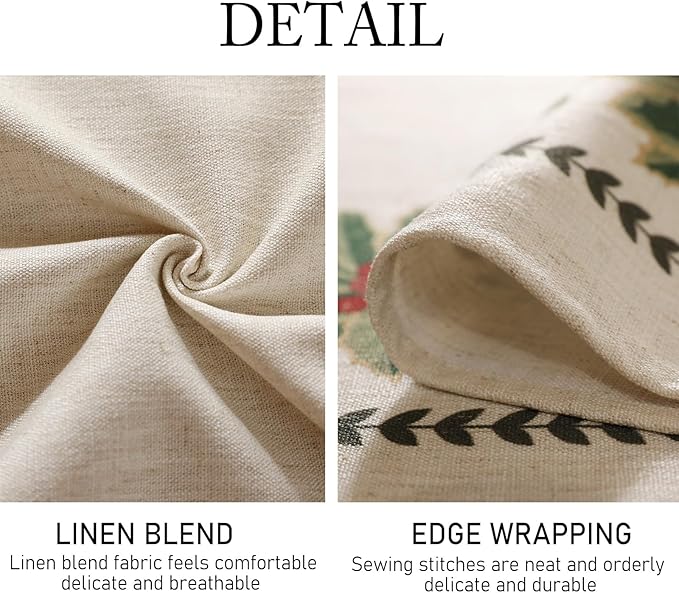 ISAENNE Designer Christmas Linen Round Tablecloth,Light Beige Western Elegant Table Cloth,Wrinkle Resistant Decor Tablecloths for Dining Thanksgiving Kitchen Christmas,Diameter 67"-Carol G