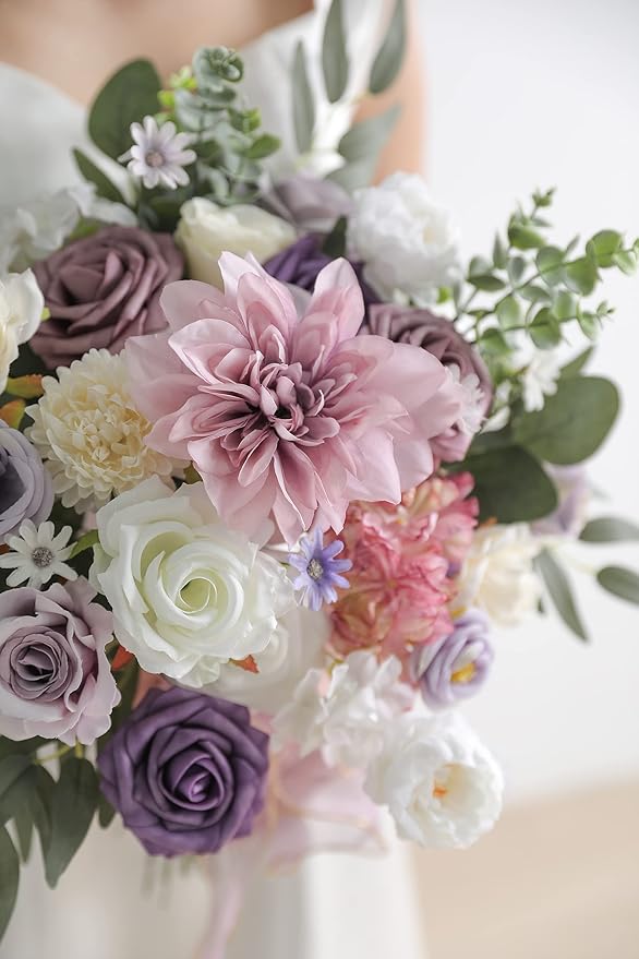 Serra Flora Artificial Flowers Combo Box Set Faux Flowers Bulk Flower Leaf with Stems Arrangements for DIY Wedding Bouquets Party Table Centerpieces Home Decorations Indoor Outdoor
