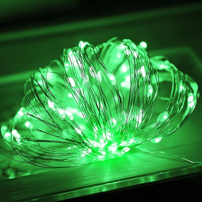 btfarm 12 Pack Fairy Lights Battery Operated, 7FT 20 LED Mini String Lights Waterproof Silver Wire for Mason Jars Centerpiece Table Crafts Bedroom Christmas Decoration, Green