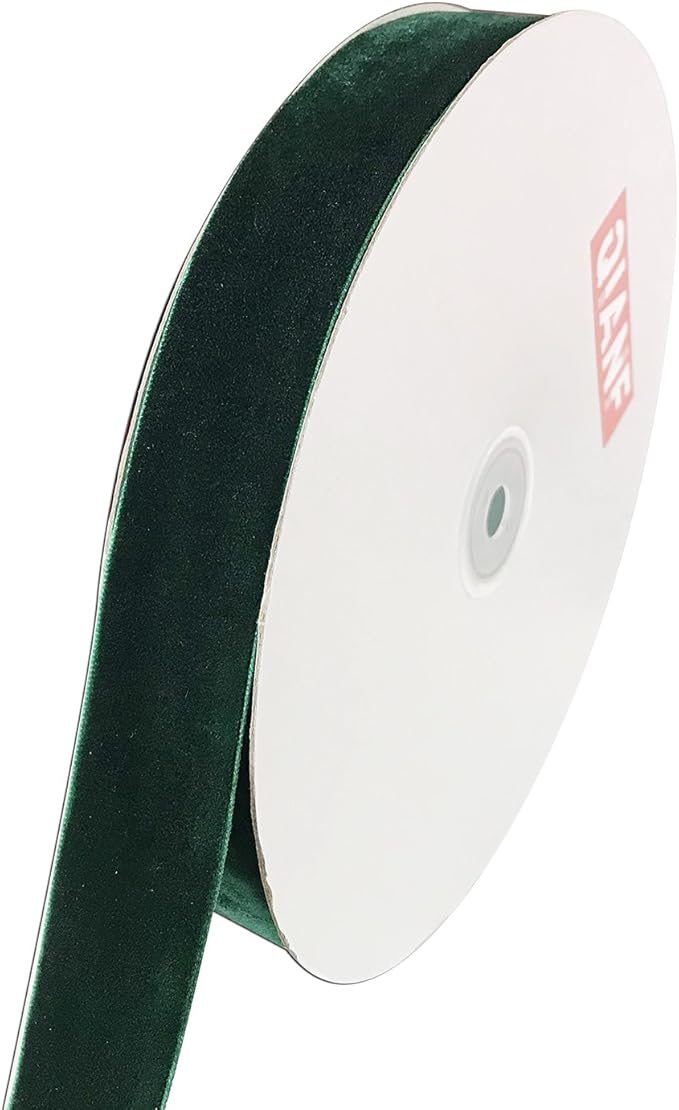 Vintage Hunter Green Velvet Ribbon, 1 Inch X 25Yd