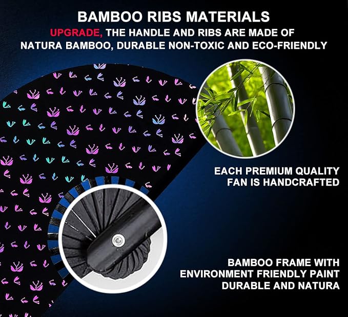 Amajiji Large Rave Folding Hand Fan Clacking Fans for Line Dancing Clap Fan for Boots On The Ground Dance,Party,Decoration,Festival (Bungee Light)