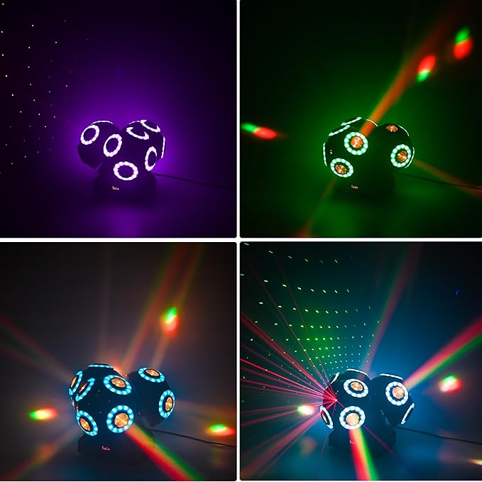 LED Moving Head DJ Light Rotating Beam Stage Lights Pin Spotlight Event Lighting Sound Control Dmx512 DJ KTV Disco Party Wedding Concert Festivals… (3Head DJ Light)