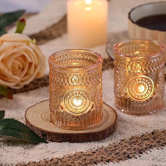 DARJEN Gold Votive Candle Holders Set of 36- Glass Candle Holders Bulk for Table Centerpiece, Tea Lights Candle Holders for Wedding Shower, Party, Home Decor