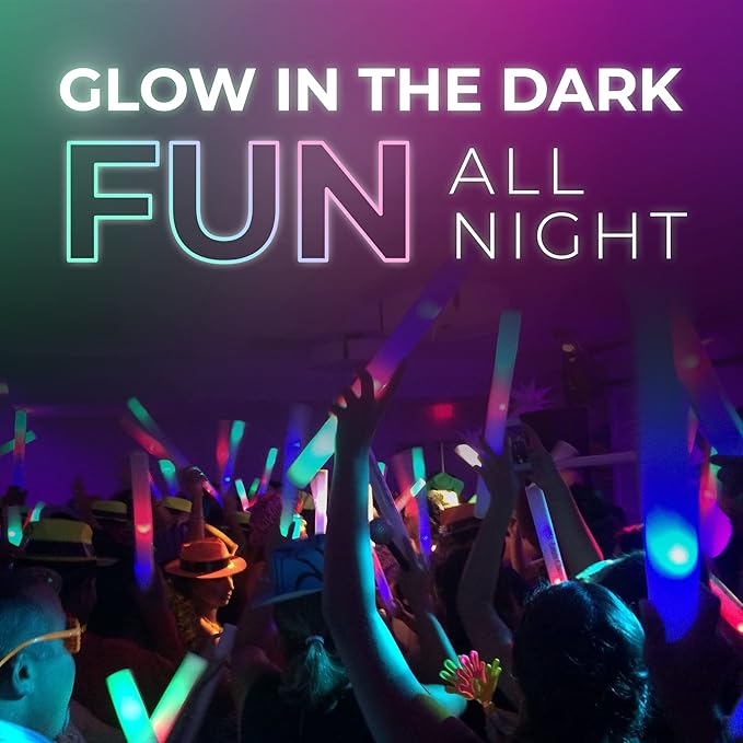 100 Orange Foam Glow Sticks - 16" Light Up Sticks for Wedding, Parties & Dancing