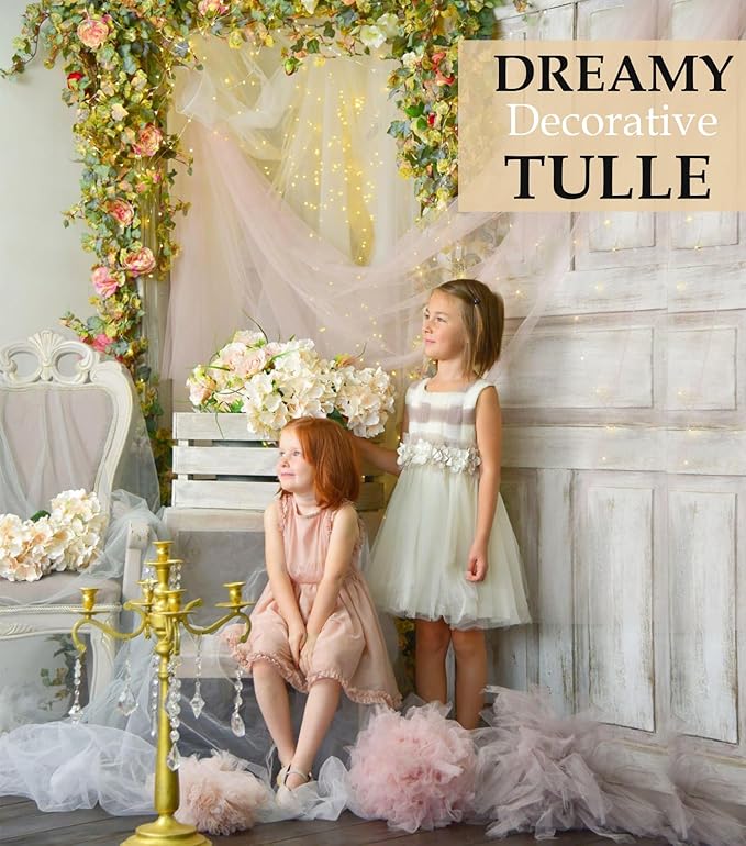 Blush Tulle Fabric Roll, 54" x 40 Yards (120FT) Tulle for Wedding Decoration DIY Tutu Party Backdrop Baby Shower Valentine's Day Table Skirts Gift Wrapping