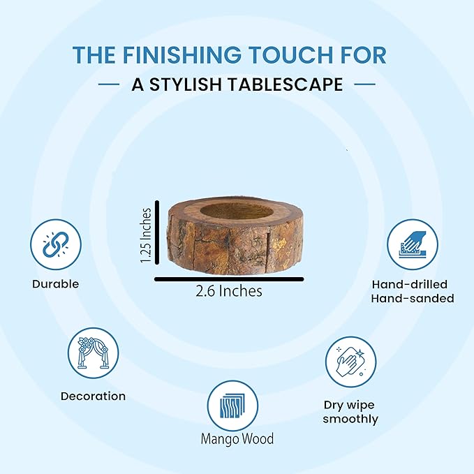 Farmhouse Rustic Wood Napkin Rings Set of 12 - Wooden Napkin Rings for Dinner Table Decoration, Wedding Dinner Party Banquet and Catering Party Services Table Decorations (Brown) - CLEENTABLE