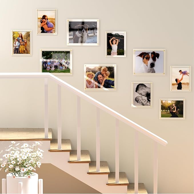 Acrylic Picture Frame for Wall, Clear Diploma Frame, No Drill Floating Frameless Photo Frame for Diploma Certificate Degree Document & Artworks Display, Graduation Gift for Students (1 Pack, 8.5X11 Straight edge)