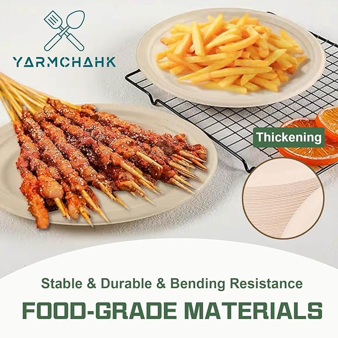 Disposable Paper Plates, 9 inch Heavy Duty Paper Plate, Soak and Cut Proof, Natural Biodegradable Bagasse Plates for Microwave, Dinner, Party, Picnic,125 Pack