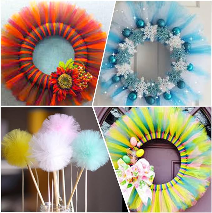 14 Colors Tulle Rolls 6” by 25 Yards(75 Feet) Rainbow Fabric Spool Tulles Ribbons for Tutu Skirt Table Skirt Party Wedding Decorations