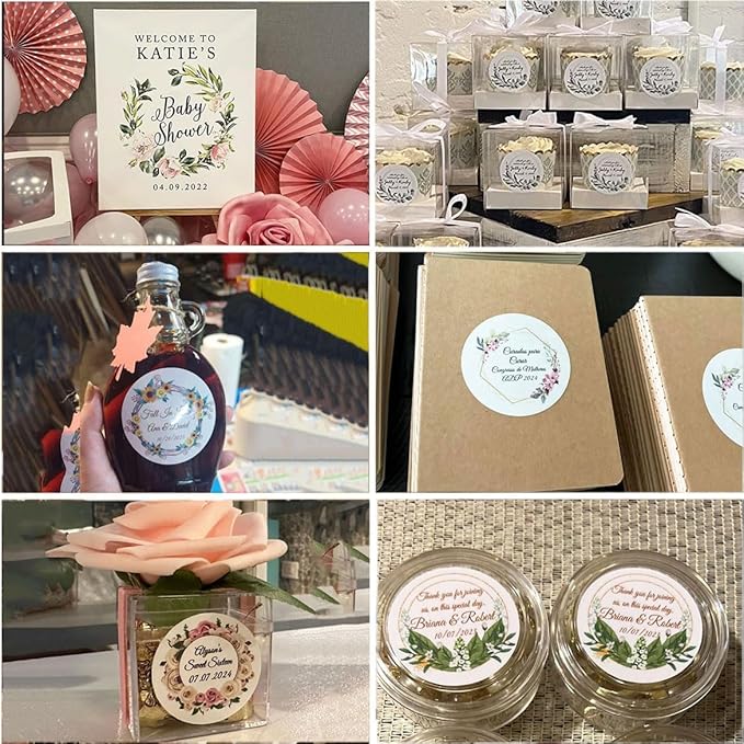 Premium Custom Stickers Labels - Personalized Stickers for Businesses Logo and Name. Birthday Pets and Label Product Boxes Wedding Favors Waterproof Labels (wreath 19, 1.5 inch)
