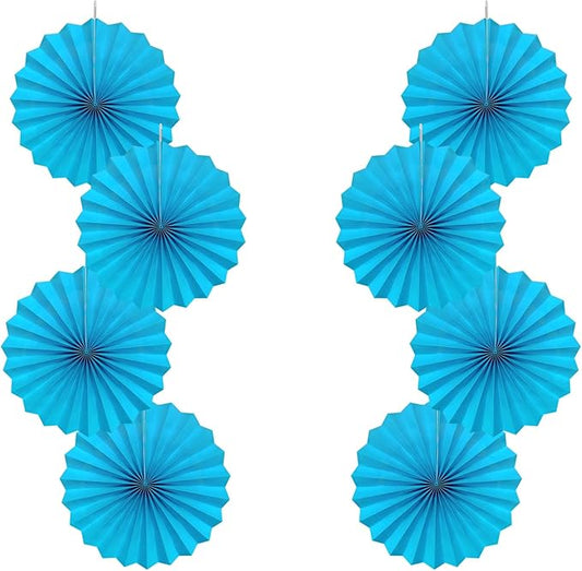 Blue Hanging Paper Fans,Blueaccessories Paper Decorations for Party,Blue Harmony Classroom Decorations,Party Decorations for Boys 12in Hanging Paper Fans 30 Color DIY Set (Sky Blue)