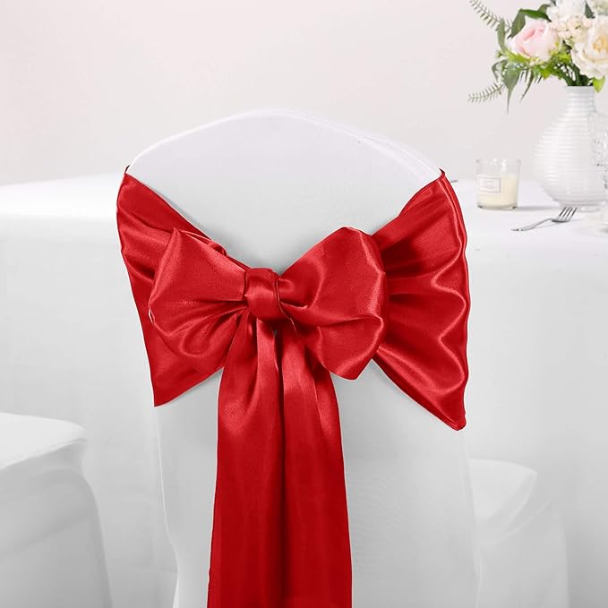 10-Pack Satin Table Runner Red 12 x 108 inches Long, Table Runners for Wedding, Birthday Parties, Banquets Decorations（10 Pack, 12x108 Inch, Red）
