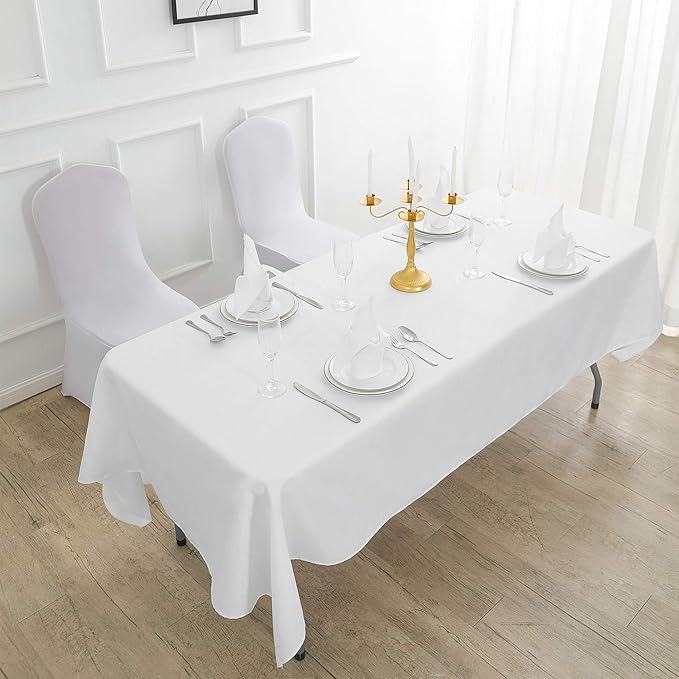 Rectangle Tablecloth 60x120 inch Washable Polyester Fabric Table Cloth for Wedding Party Dining Banquet Decoration（12 Pack 60x120, White）