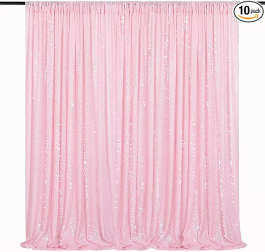 Pink Sequin Backdrop Curtain 8ft x 8ft Baby Shower Backdrop Drapes for Princess Girls Birthday Party Background Decoration
